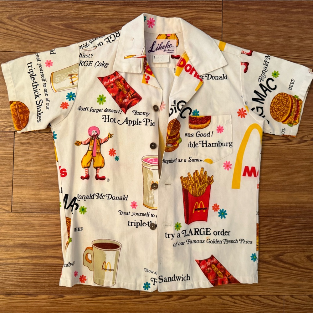 White McDonald’s Print Button-Down Shirt
